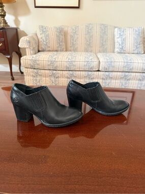 Born Black Leather Ankle Heels